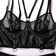thumbnail image 2 of Women Metal Buckle Bandage Lingerie Black Mesh Bra Panty Garter Outfit, 2 of 8