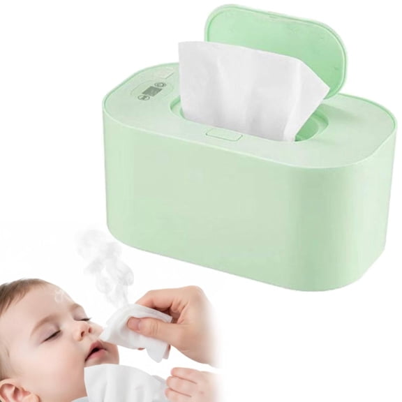 Baby Wipe Warmer, Portable Large Capacity Wipes Warmer Dispenser with LED Display, Adjustable Baby Wet Wipes Holder, Quiet and Evenly Overall Heating for Home Car Travel Use (Green)
