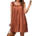 thumbnail image 1 of Robe Mini Ligne A Sans Manches à Volants Dos Nu Couleur Unie pour Femmes, 1 of 6