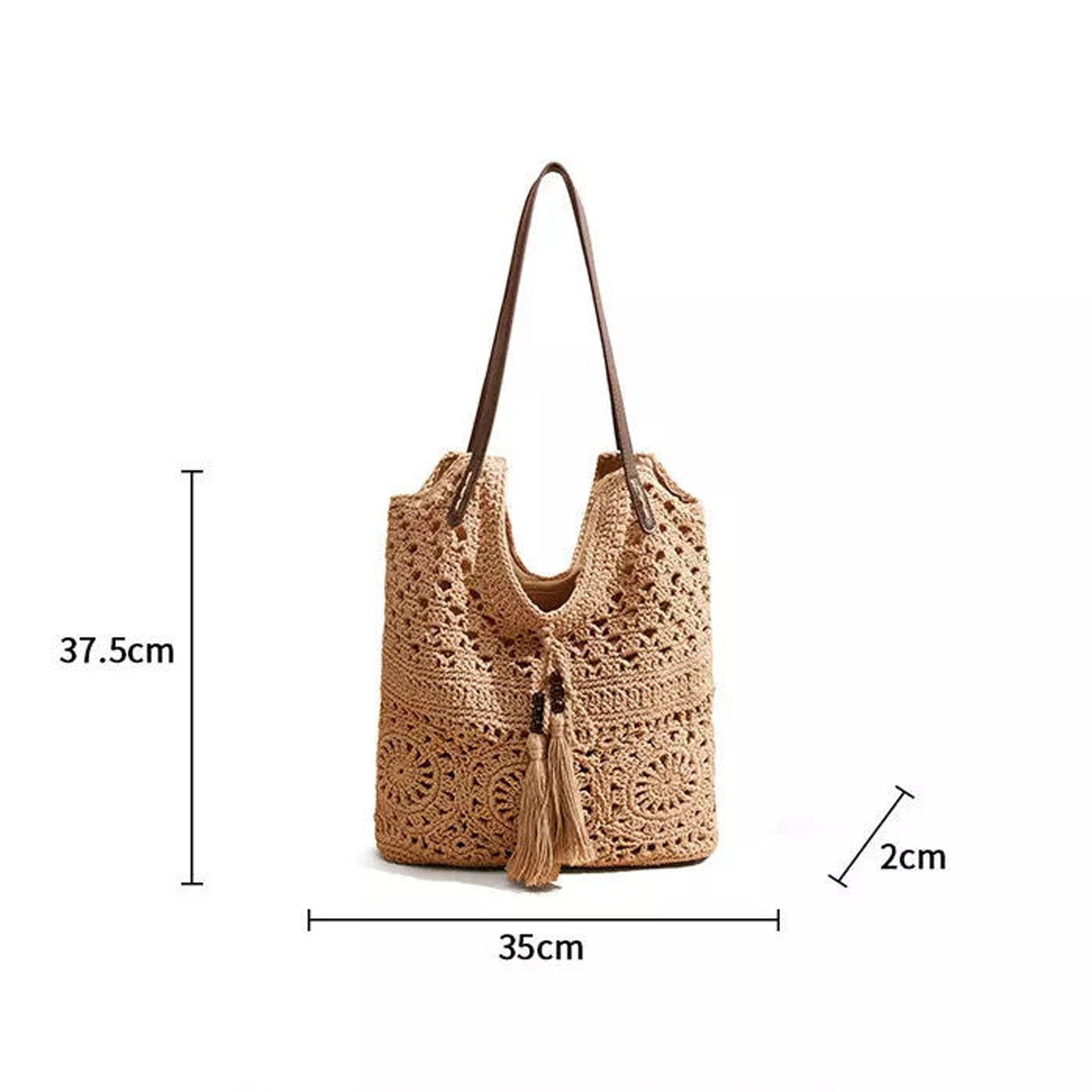 Women's Floral Crochet Tote Bag, Knit Shoulder Bag, Large Capacity Bohemian Beach Purse for Summer Travel & Commute