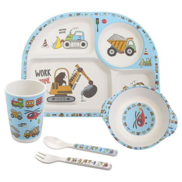 Set de alimentación para niños Nohlerlife Construction, 5 unidades, sin BPA