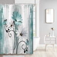 thumbnail image 2 of Rustic Farmhouse Shower Curtain, Farm Teal Daisy Floral Flowers and Butterfly on Country Wooden Shower Curtain for Bathroom, Turquoise Blue Bathroom Shower Curtains with 6PCS Hooks, 36X70IN, 2 of 6