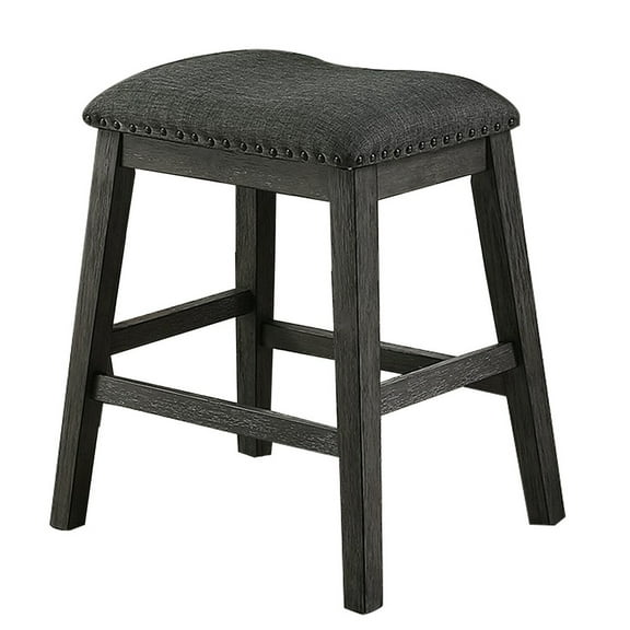 Maykoosh Modern Minimalism Fabric Saddle Counter Stool With Nailhead Trim, Set Of 2, Gray