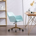 thumbnail image 2 of JINS & VICO Velvet Residential Lumbar Support and Swivel Modern Desk Chair, Light Blue, 2 of 9