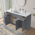 thumbnail image 3 of Vanity Art 57" Freestanding Bathroom Vanity Cabinet without Top in Smoky Gray, 3 of 6