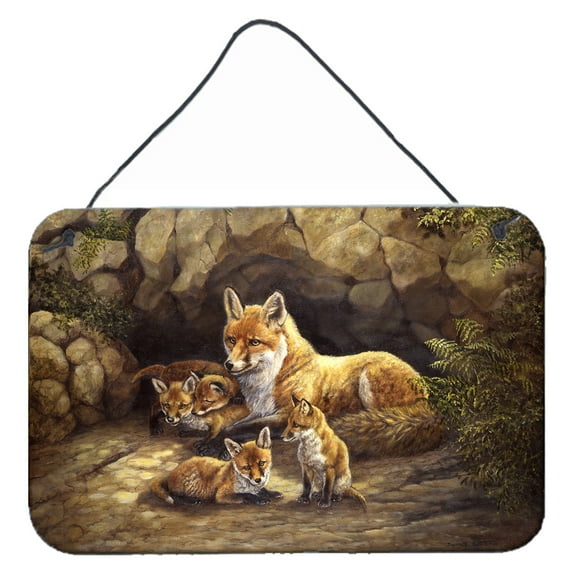 Carolines Treasures BDBA0169DS812 Fox Family Foxes by the Den Wall or Door Hanging Prints  8x12 multicolor