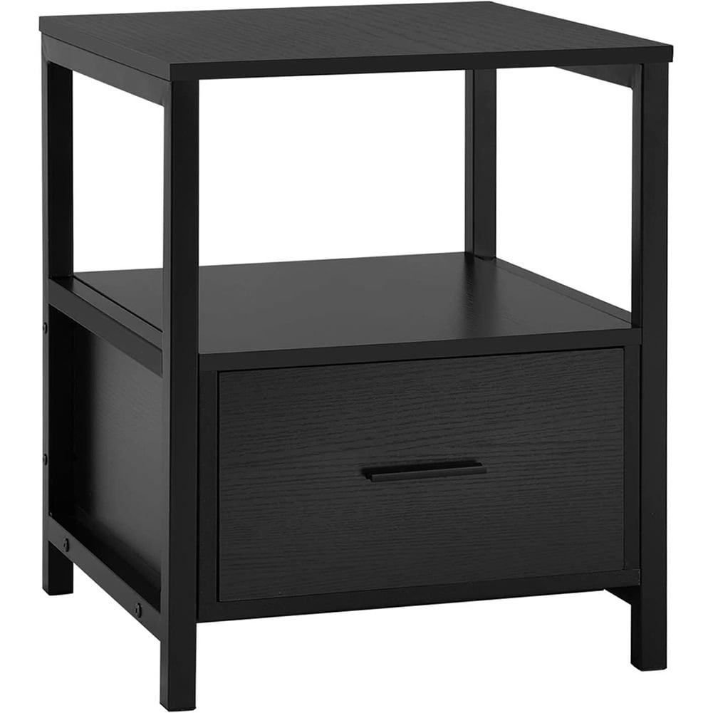 Modern nightstand, square nightstand with drawers, side table for