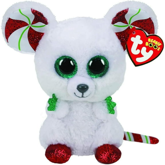 TY Beanie Boos - CHIMNEY The Mouse Christmas Edition (Glitter Eyes) (Regular Size 6" Plush) (BONUS 1 FUN CHOPS)