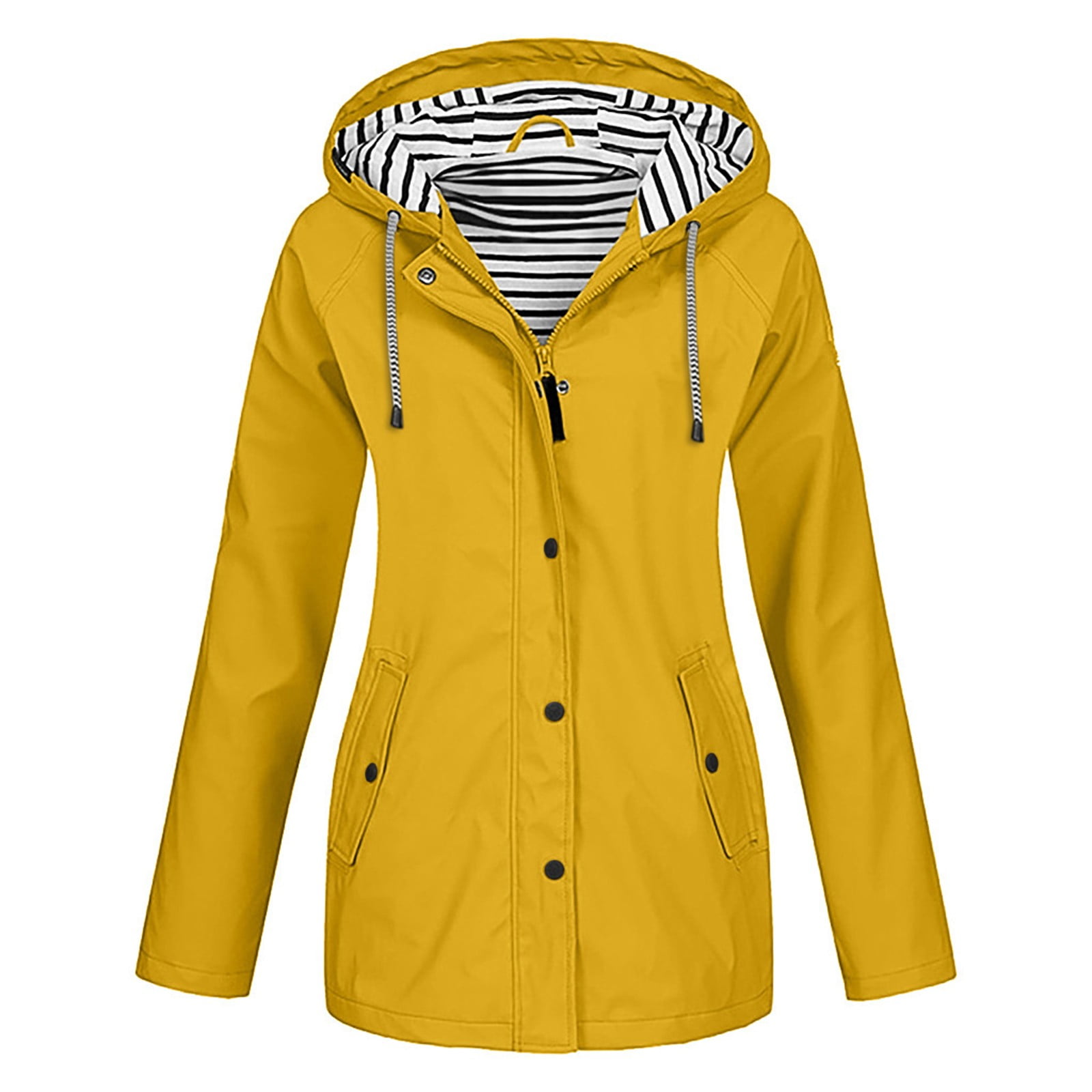 〖Yilirongyumm〗 Yellow XXXXL Womens Coats Solid Jacket Outdoor Plus Size