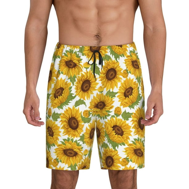 Fotbe Sunflowers Pantalones Cortos de Pijama para Hombre, Ropa de Dormir, Pantalones de Pijama Cortos para Hombre-Small