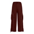thumbnail image 3 of PuLe Cargo Pants Y2K Parachute Track Pants for Women Low Rise Baggy Wide Leg Elastic Waist for Women, 3 of 5