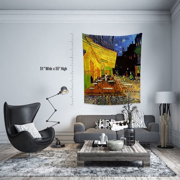 3S Brother's World Classic Art Masterpiece Tapestry Series - Vincent Van Gogh - Caffe Terrace at Night Classical Art Tapestry Antique Vintage Collection Home Décor - Made in Turkey (60"Wx78"L)