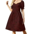 thumbnail image 1 of Vestido de manga corta desgastado burdeos y negro Vestidos para fiesta de bodas Ropa de mujer Vestido, 1 of 7