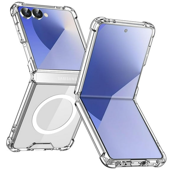 ELEHOLD Magnetic Case for Samsung Galaxy Z Flip 7,Transparent Crystal Clear Cover Compatible with Magsafe Charging Non-Yellowing Shockproof Phone Case for Samsung Z Flip 7 2025, Clear
