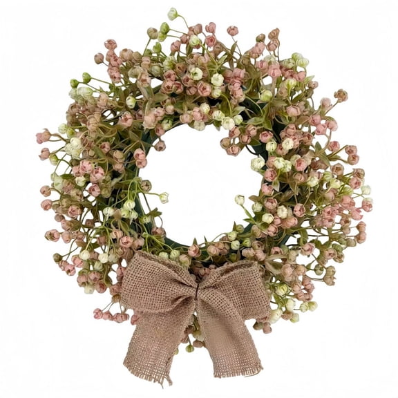 1 Pcs Summer Spring Wreaths For Front Door,11.81 Inch Spring Summer Door Artificial Wreath Easter Wreaths For Front Door,Artificial Wildfloral Wreath,For Porch Wall Room Decor,(Pink,11.81 in)