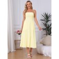 thumbnail image 3 of DARING DIVA Women's Gingham Strapless Maxi Summer Casual Sundress Large Yellow, 3 of 7