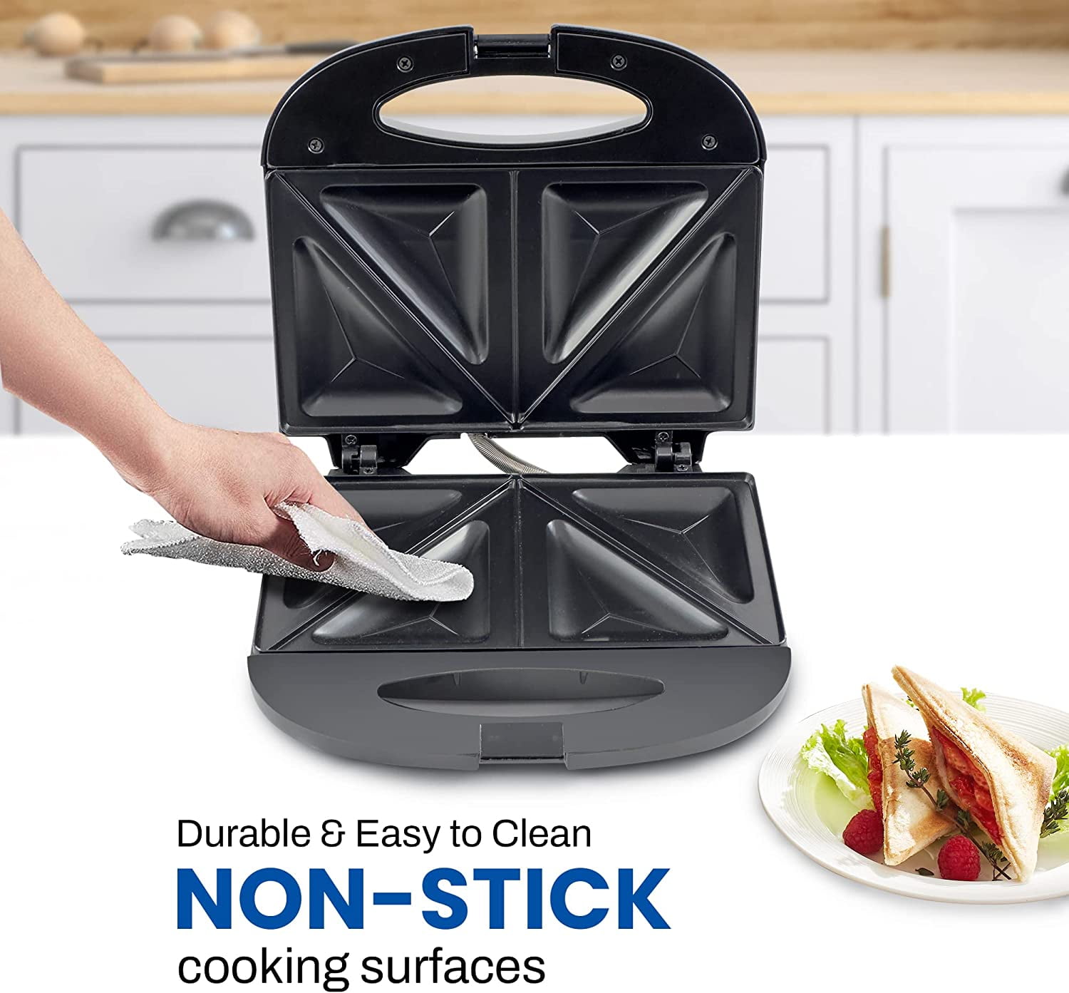 Elite Gourmet Sandwich Maker, Stainless-Steel/Black
