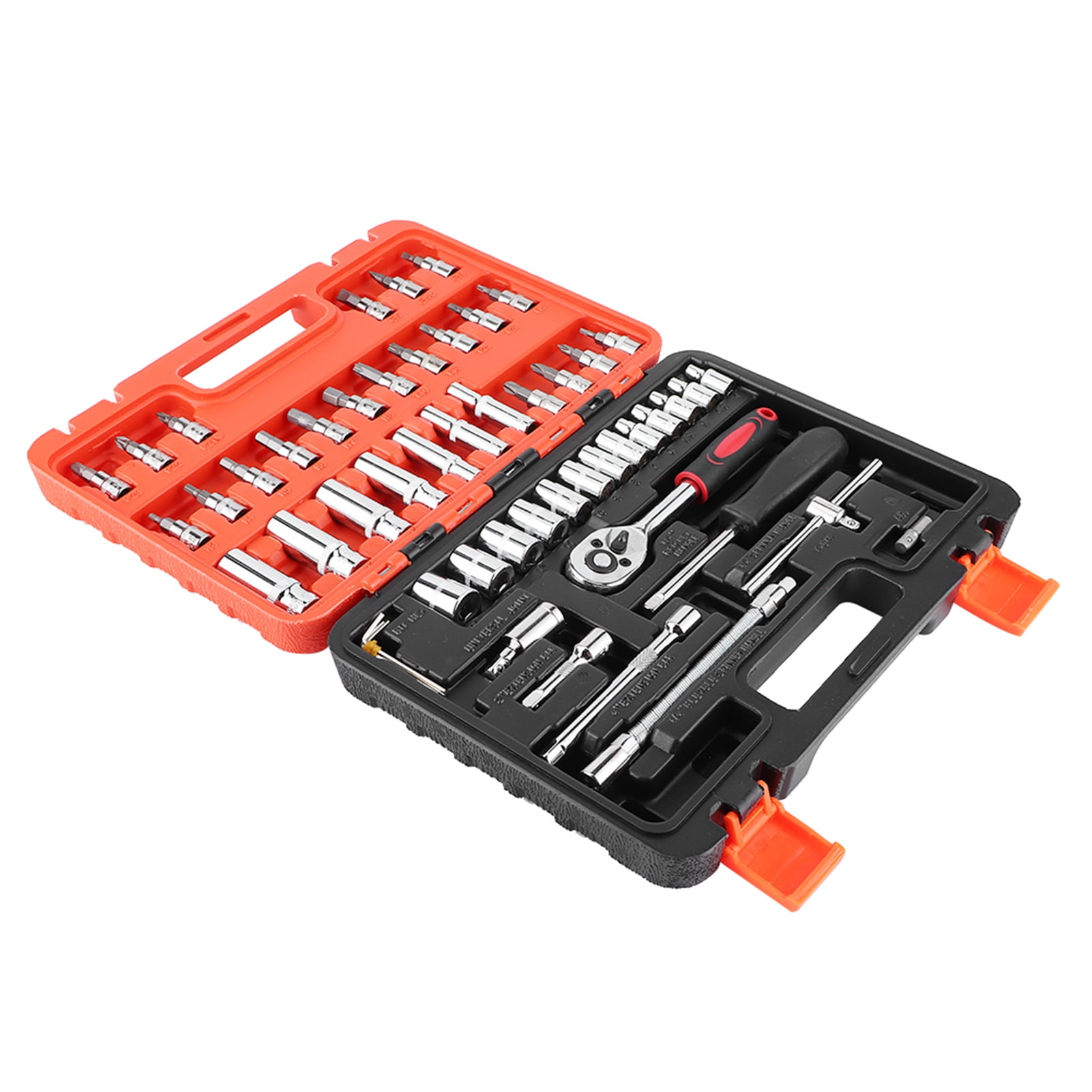 53 Piece 1/4” Socket Wrench Set Metric Tool Kit With Wrench Handle
