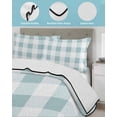 thumbnail image 4 of Quilts Twin-XL Size Bedding Set, Aqua Plaid Lightweight Quilted Comforter, Spring Summer Farmhouse Buffalo Checkered Soft Reversible Bedspread Coverlet with Pillow Covers for All Season, 68" x 98", 4 of 7