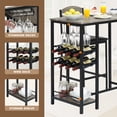 thumbnail image 1 of Space-Saving Bar Table Set for 2 - Counter Height Dining Table with Footrest & 2 Upholstered Chairs - Sturdy Gray Small Kitchen Furniture - Easy Assembly - Grey, 1+2 Set, 1 of 5