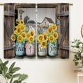 thumbnail image 6 of Sunflower Vintage Farmhouse Kitchen Curtains Country Barn Door Small Short Cafe Window Curtains Wooden Butterfly Rod Pocket Bathroom Drapes Treatment Tier Curtains 2 Panels (27.5x36 Inch), 6 of 6