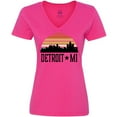thumbnail image 3 of Inktastic Detroit Michigan Skyline Retro Women's V-Neck T-Shirt, 3 of 5