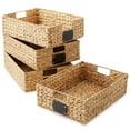 thumbnail image 3 of Casafield (Set of 4) Water Hyacinth 12-1/2"x17"x5" Pantry Baskets w/ Chalkboard Labels and Marker -Natural, Woven Storage Bins for Kitchen Shelves, 3 of 7