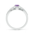 thumbnail image 2 of ANGARA Natural Triple Shank Oval Amethyst and Diamond Halo Ring in 14K White Gold for Women (Size-7x5mm) | February Birthstone, Birthday, Anniversary, Jewelry Gift for Women | Natural Amethyst Ring, 2 of 8