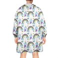 thumbnail image 2 of Wearable Oversized Blanket,White Cartoon Unicorn Rainbow Star Pattern Wearable Blanket Hoodie for Adults,Cozy Hooded Blankets with Super Pockets,Super Warm Fuzzy Pullover for Women & Men, 2 of 6