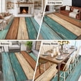 thumbnail image 5 of 5'x8' Area Rugs, Farmhouse Teal Brown Indoor Outdoor Area Rug for Living Room Bedroom, Vintage Retro Wooden Washable Bathroom Rugs Kitchen Floor Carpet Mats Home Decor Aesthetic, 5 of 8