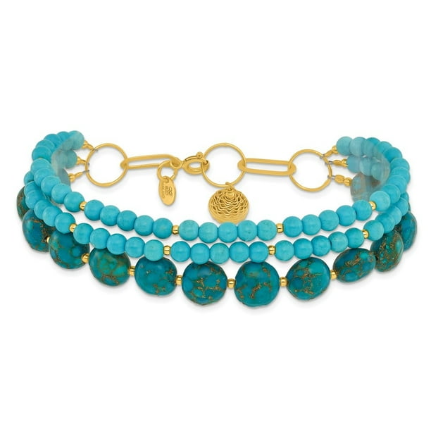 Sterling Silver Gold-plated Recon Zircon and Turquoise Bracelet Sterling Silver Gold-plated Recon Zircon and Turquoise Bracelet