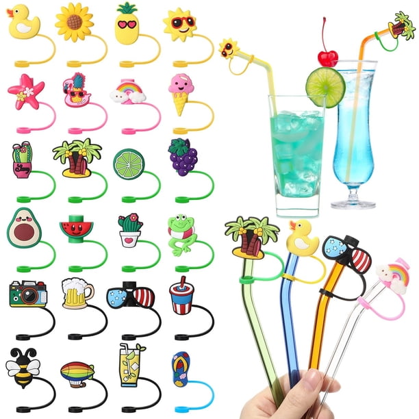 Hot Sale!24pc Cute Summer Straw Covers For 30 And 40 Oz Glasses, Straw Top Covers For Different Shape Cups, Straw Protector For 10mm Straws Drinking Straw Cover