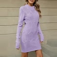 thumbnail image 2 of DHFJKG Sweater Dress For Women Knit Jacquard Slim Fit Crewneck Long Sleeve Sweaters Mini Dress With Pearl Appliques Winter Solid Color Versatile Dresses, 2 of 9