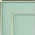 thumbnail image 2 of Combo Set 7.75" Dessert Plates and 10.75" inch Square Green Plastic Plates with Gold Rim, Disposable China Like Party Plate, Heavy Duty Dinner Charger Plate, Salad, Wedding, Tableware (10), 2 of 7