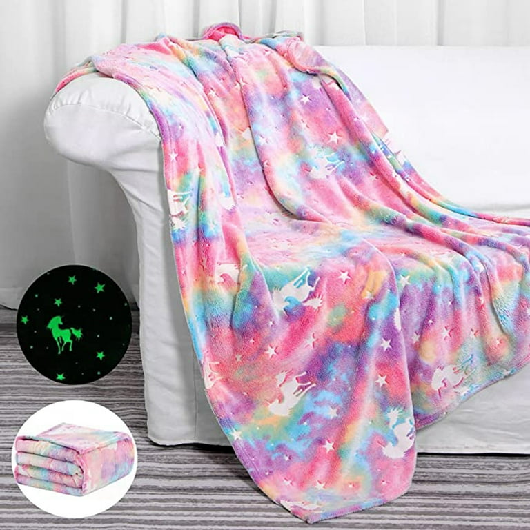  Glow in The Dark Throw Blanket for Kids Girls Boys Cozy  Luminous Warm Blankets fluorescent blanket : Home & Kitchen