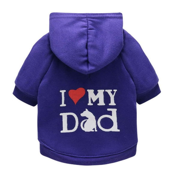 Pet Clothes, Dog Hoodies Shirt I Love My Dad Puppy Sweatshirt for Small Dog Cat (S, Purple)