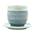 thumbnail image 3 of NOVICA Artisan Handmade Celadon Ceramic Cup Saucer in Green from Thailand Tableware Dinnerware Cups Saucers [cups 3.5in H x 3.5in Diam. 8 Oz. Saucers 0.6in H x 5in Diam.] ' Verdant Comfort', 3 of 7