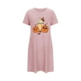 thumbnail image 5 of Xfvqtps Womens Nightgown Cute Chest Print Pumpkin Cropped Short Sleeve Crewneck Solid Color Fashion Comfortable Pajamas Pink, 5 of 6
