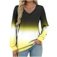 thumbnail image 2 of PNTUTB Women's Fashionable Gradient T Shirt Long Sleeves V Neck Comfortable and Casual Loose Top, 2 of 6