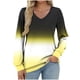 thumbnail image 2 of Heisall Womens Tops V-Neck Long Sleeve Loose Casual T-Shirts Gradient Color Fashion Blouse, 2 of 5