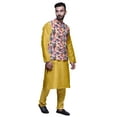 thumbnail image 2 of Atasi Solid Kurta Pajama & Printed Nehru Jacket Set For Mens Party Wear, 2 of 3