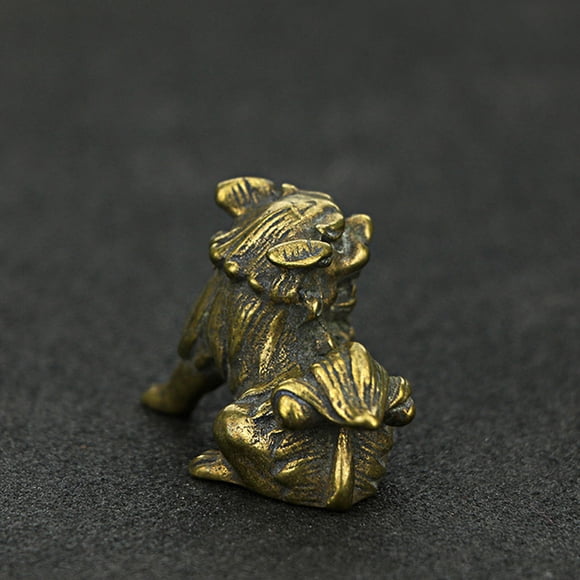 FONDOTIN 1 Paire Ornement Traditionnel Chinois Décor en Laiton Figurines de Garde du Lion Décoration pour la Maison