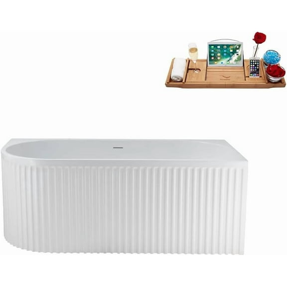 59" Streamline N4040BGL Soaking Freestanding Tub and Tray With Internal Drain