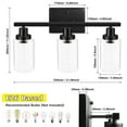 thumbnail image 6 of Ascher 3-Light Black Wall Sconce Modern Bathroom Vanity Light Fixtures with Clear Glass Shade, 6 of 9