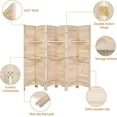 thumbnail image 4 of Bonnlo Wood Room Divider Privacy Screen, 5.9 Ft Tall Folding Partition Wall Divider, Indoor Freestanding Hinged Space Separator (Natural, 6 Panel with Shelves), 4 of 7