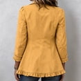 thumbnail image 5 of Womens Lightweight Jacket Long Sleeve Ruffle Button Front Cardigan Jacket Open Front Lapel Collar Double Breasted Casual Outerwear Coat with Lining, 5 of 9