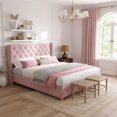 thumbnail image 2 of Linen Upholstered Platform Bed -Mattress Not Included, 2 of 13