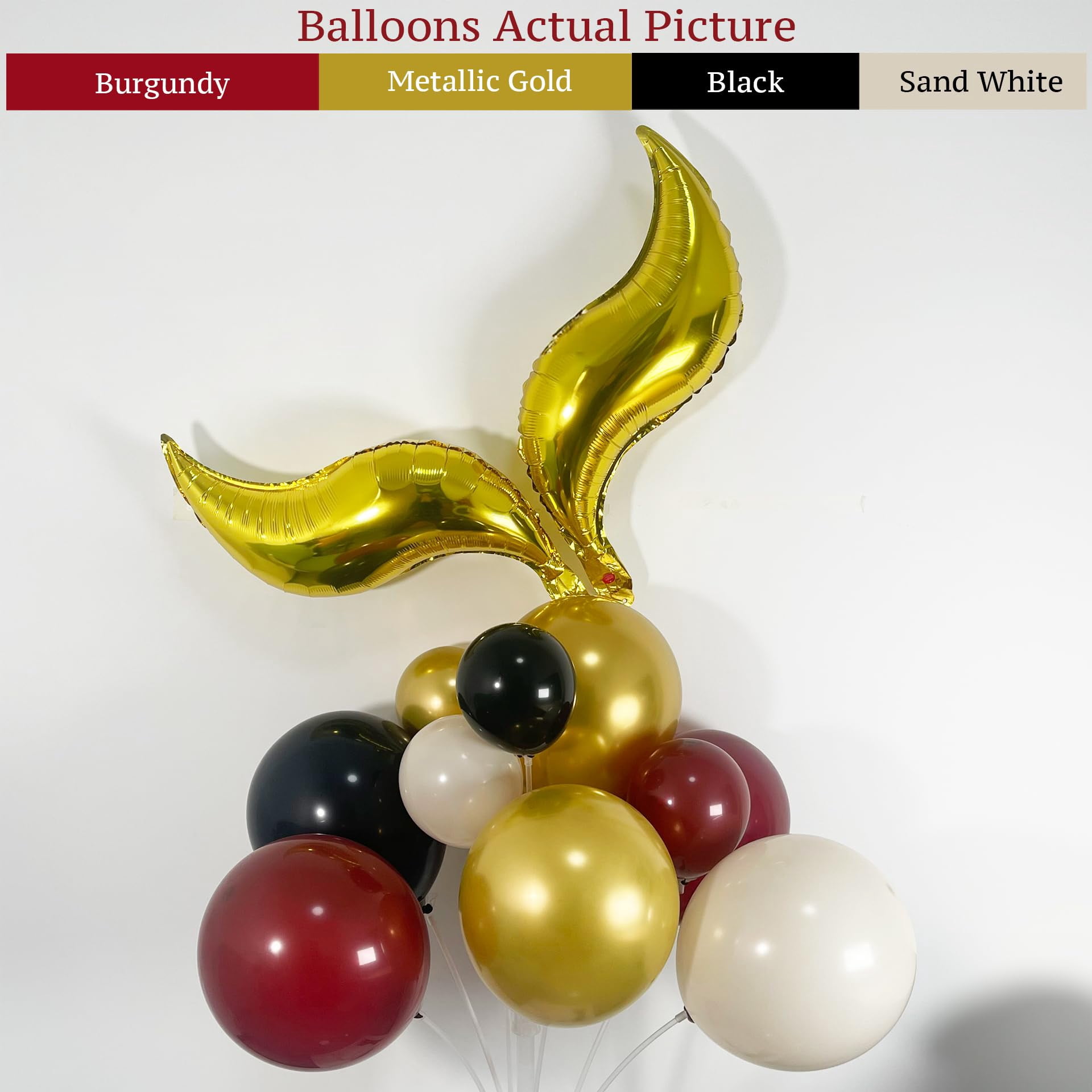 ECEAE 137PCS Magical Balloon Arch Garland KKS1&nbsp;Kit, Burgundy Gold Black White Balloons with Golden Wing Balloons, for Fantasy-Themed Party Decorations, Baby Showers, and Magic Birthday Party
