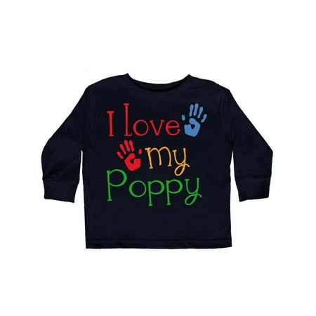 

Inktastic Poppy Grandkids Handprints Gift Toddler Boy or Toddler Girl Long Sleeve T-Shirt