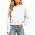 thumbnail image 5 of Horkkom Sweatshirt for Women Long Sleeve Solid Color Crewneck Sweatshirt Casual Pullover Cropped Sweatshirts, S-2XL, 5 of 7